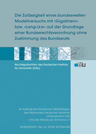 Cover: Difu-Gutachten: Die Zulässigkeit eines bundesweiten Modellversuchs mit...