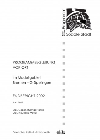 Cover: Programmbegleitung vor Ort im Modellgebiet Bremen-Gröpelingen. Endbericht