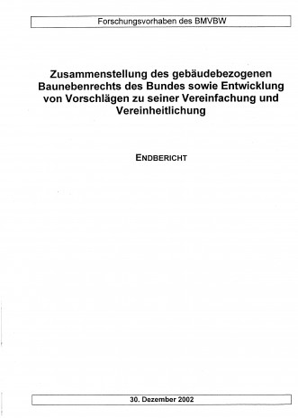 Cover: Zusammenstellung des gebäudebezogenen Baunebenrechts des Bundes ...