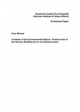 Cover: Contents of the Environmental Report - Practice test of the German ...
