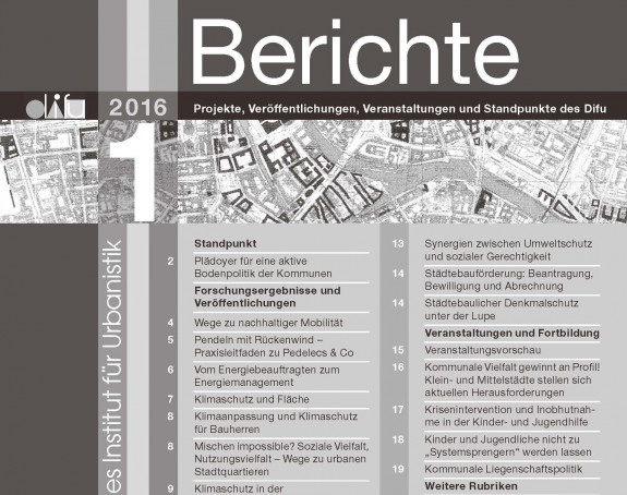 Cover des Berichte-Heftes 1/2016
