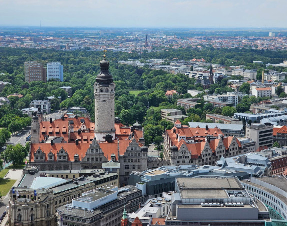 Die Stadt Leipzig aus der Vogelschau
