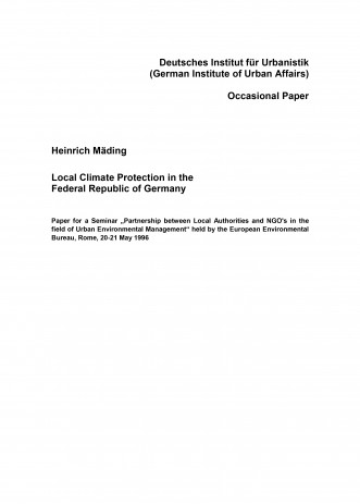 Cover: Local Climate Protection Policy in the Federal Republic of Germany