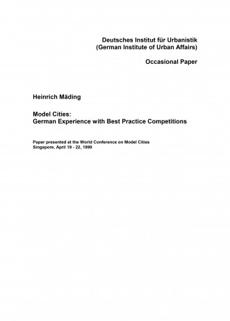 Cover: Model Cities: German Experience with Best Practice Competitions