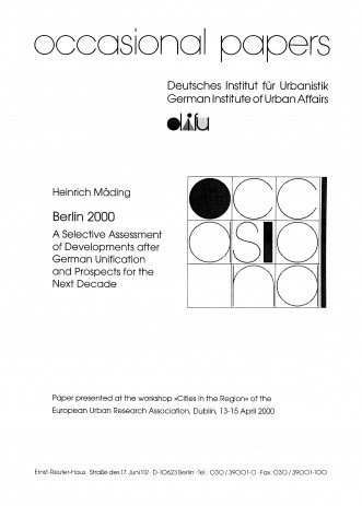 Cover: Berlin 2000. A Selective Assessment of Developments after German Unificat