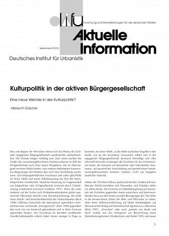 Cover: Kulturpolitik in der aktiven Bürgergesellschaft