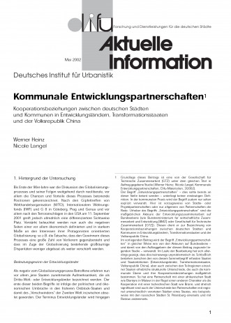 Cover: Kommunale Entwicklungspartnerschaften