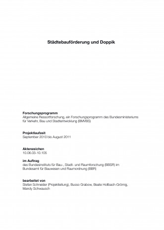 Cover: Städtebauförderung und Doppik