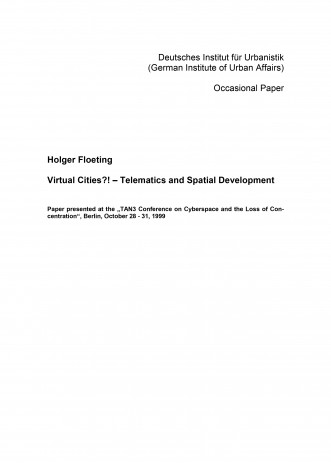 Cover: Virtual Cities?! – Telematics and Spatial Development
