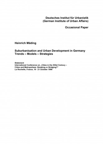 Cover: Suburbanisation and Urban Development in Germany