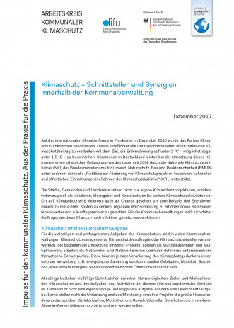 Cover: Impulspapier „Klimaschutz – Schnittstellen und Synergien ..."