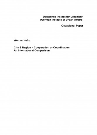 Cover: City & Region – Cooperation or Coordination? An International Comparison