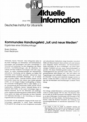 Cover Aktuelle Information 1/1998 Cover der Publikation