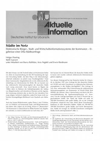 Cover Aktuelle Information 10/1997 Cover der Publikation