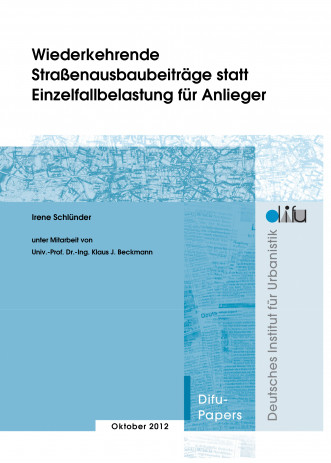 Cover: Wiederkehrende Straßenausbaubeiträge statt Einzelfallbelastung für ...