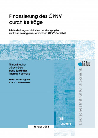 Cover: Finanzierung des ÖPNV durch Beiträge