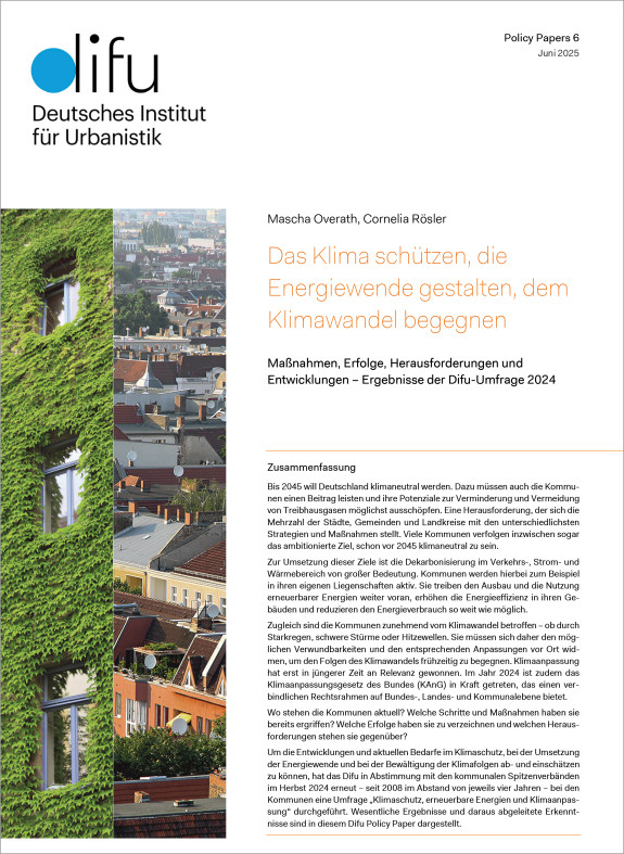 Cover: Difu Policy-Paper 6-2025 Umfrage Klimaschutz