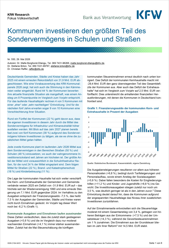 COVER KfW Research Mai 2026 Investitionen der Kommunen
